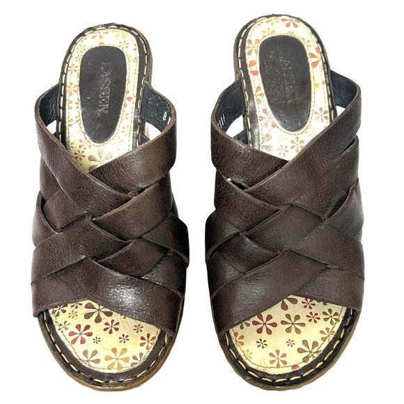 il_fullxfull.3912453217_ivju.jpg Rare Lassen Louann Leather Platform Wedges Sandals 8 Mexico Casual Office Boho